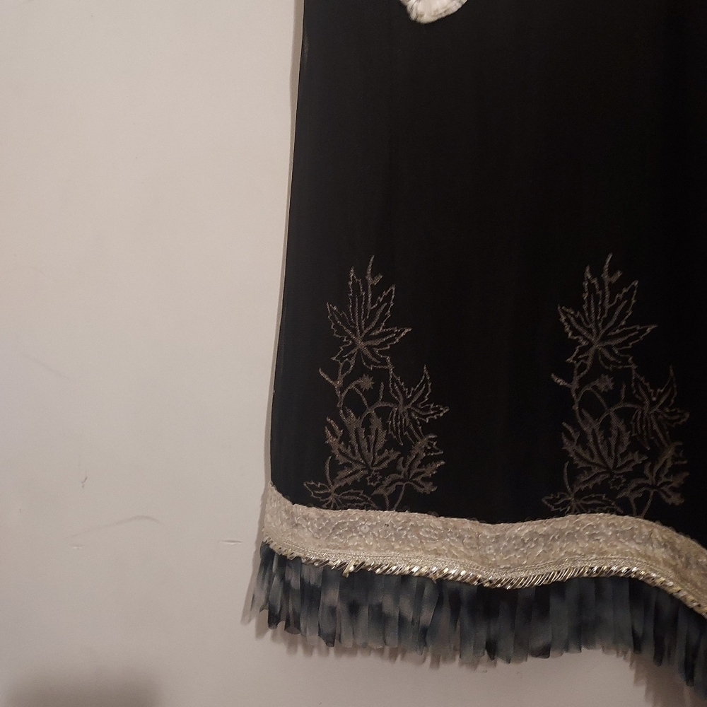 Vintage 90's Y2K embroidered sparkle feather midi dress ~ tunic - Picture 11 of 16